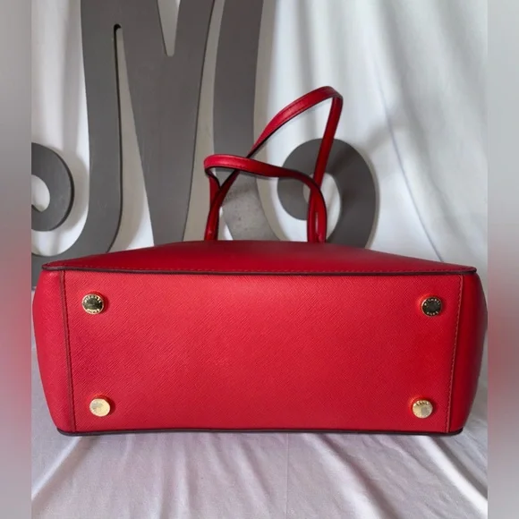 *MICHAEL KORS* Authentic Large Red Leather Jet Set Tote Bag Purse. - Picture 7 of 8